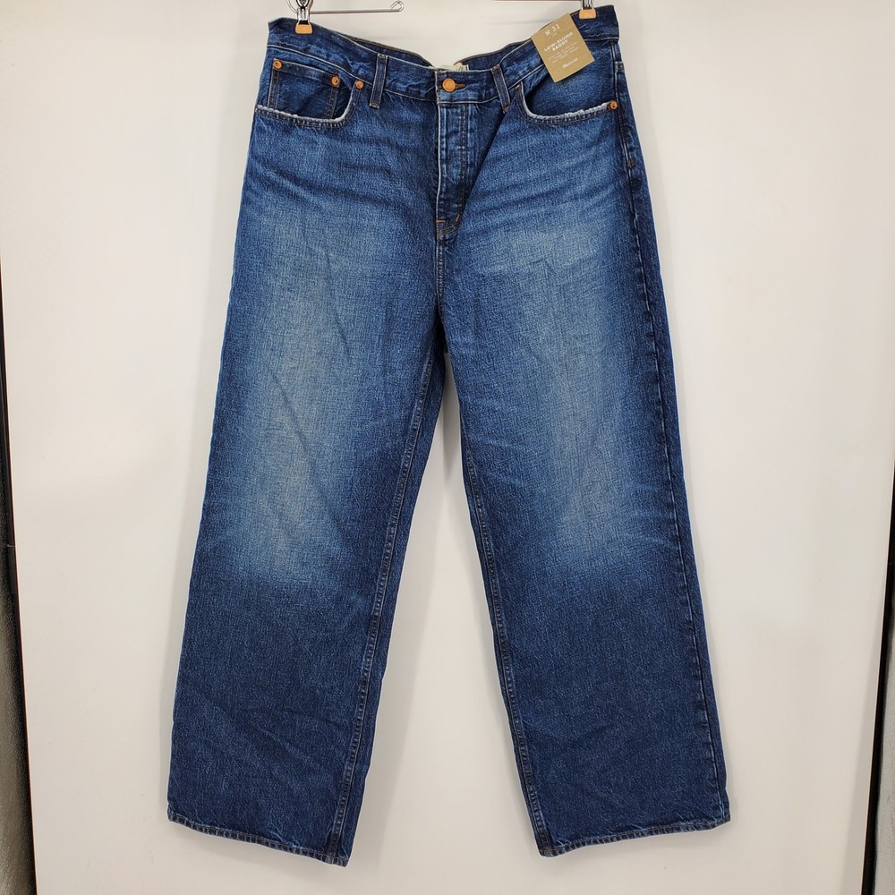 NWT Madewell Low Slung Baggy Jeans 31 Medium Dark Wash Cotton Casual Relaxed